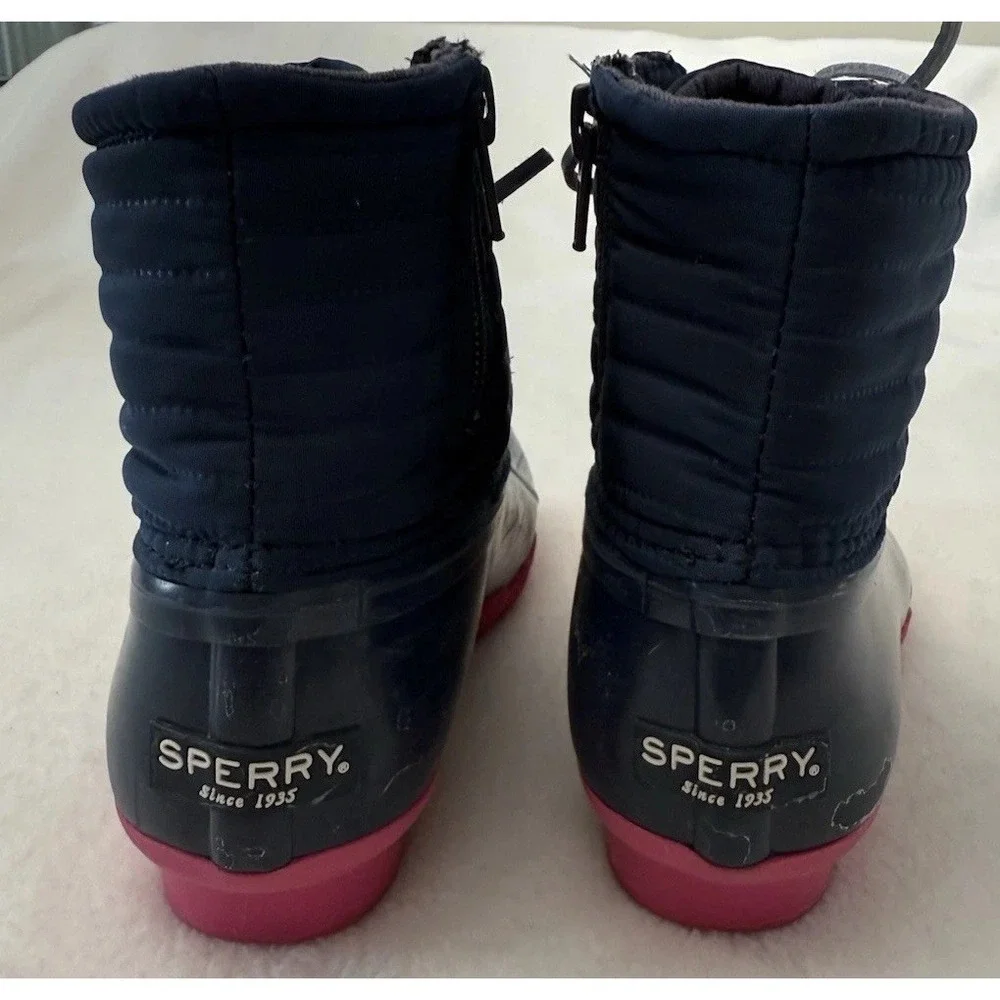 Sperry Rain Boots Waterproof Girls 13M Port Navy Round Toe Outdoor Fall Raingear